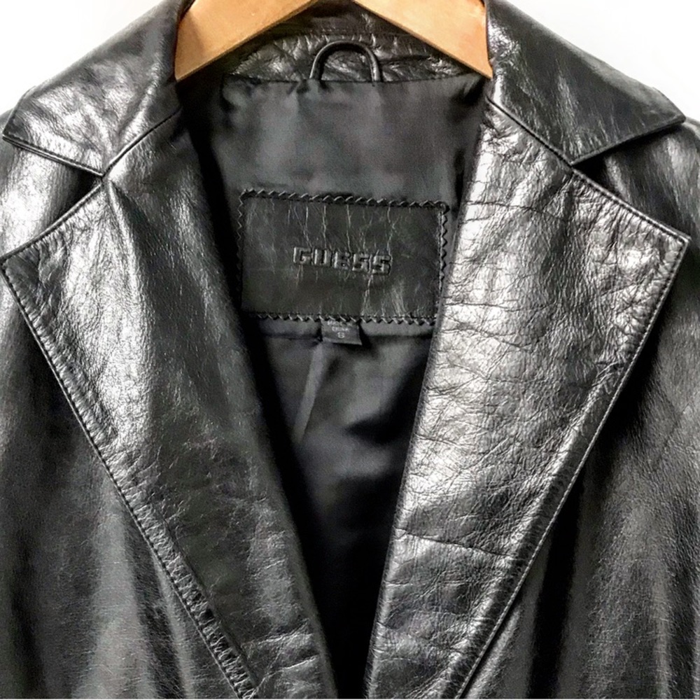 GUESS Vintage Genuine Leather Blazer Jacket